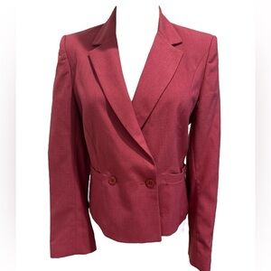 NWT CLASSIC BERRY PINK DOUBLE BREASTED CROPPED BLAZER 2 POCKET CLASSIC HAGGAR 10